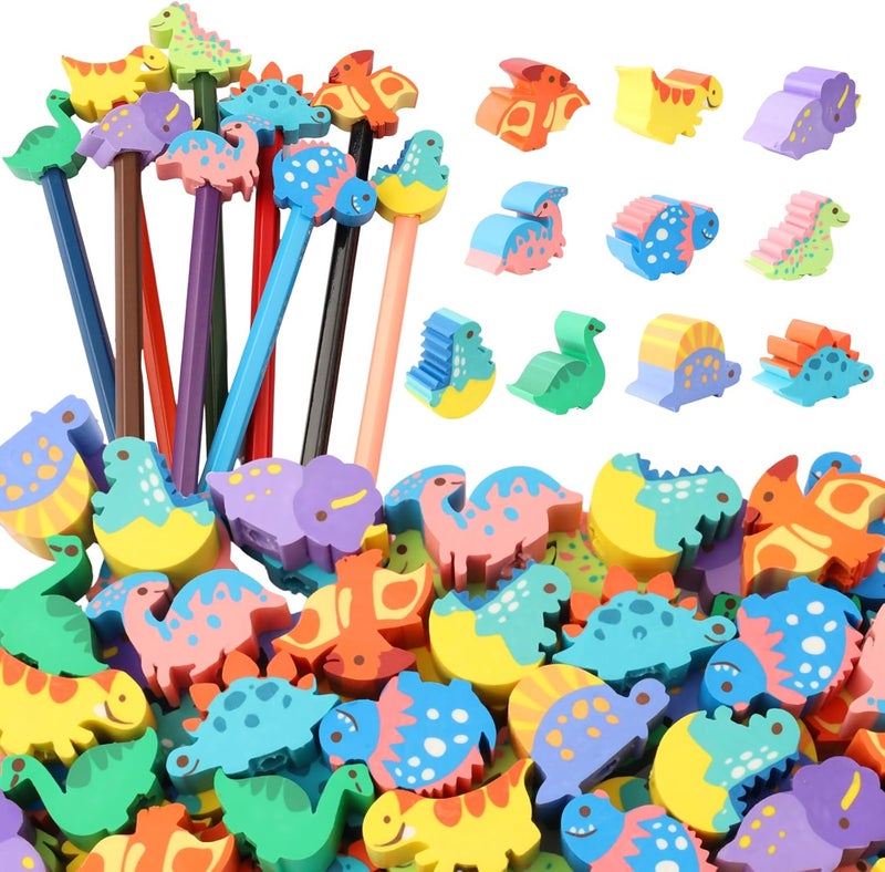 Wolpark 30 PCS Dinosaur Pencil Top Erasers for Kids Bulk Cute Dinosaur Eraser Caps Pencil Eraser Tops for Kids Erasers Toppers for School Party Favors Back to School Supplies - Image 1